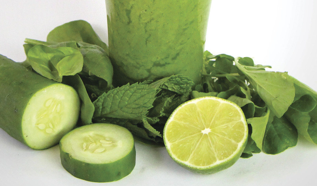 Cucumber lime mint spinach protein drink 