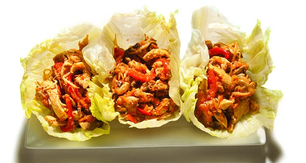 Spicy Ginger Chicken in Lettuce Bowls