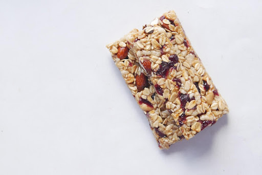 a photo of a granola snack bar high in protein